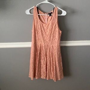 Peach, floral lace dress